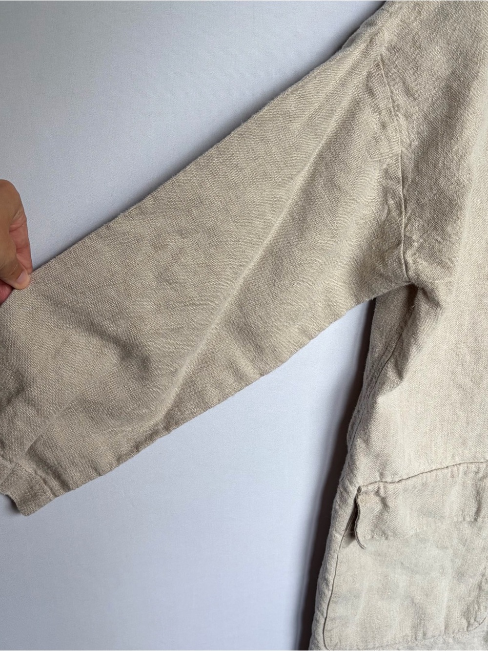 Eileen Fisher Organic Linen Mandarin Collar Beige Jacket Sz L Natural Beige - Picture 11 of 15
